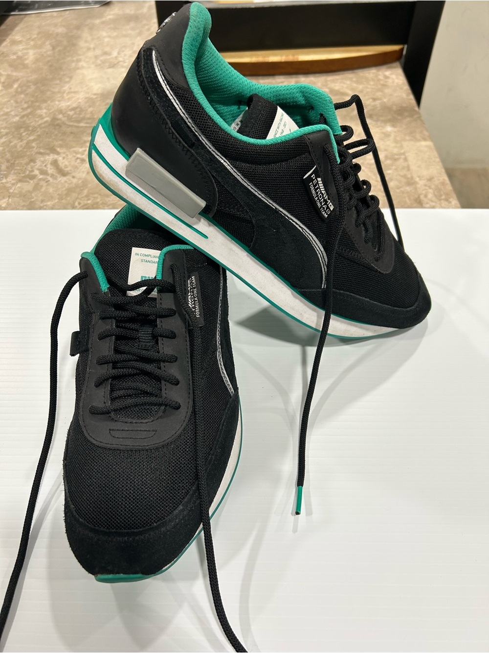 Puma Black & Teal Low-Top Sneakers